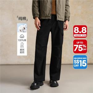 Giordano Men 100% Cotton cargo parachute pants Free Shipping 18115812