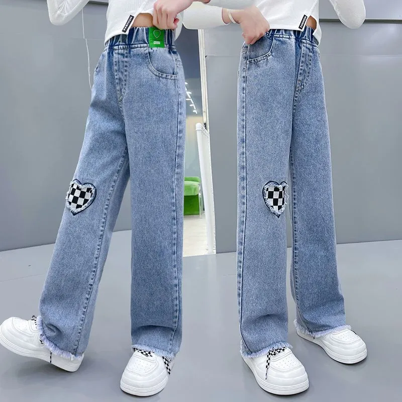 Korean Style Pants for Kids Girl Maong Pants Skinny Straight-Leg Denim Pants  for Kids Girl Baggy Pants for Teen Girls Jeans for Teens Girls 7-16 Years  Old 120-160CM