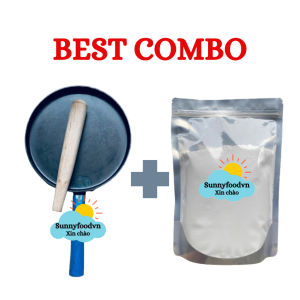 COMBO 1 Khuôn đúc bánh xèo và 1 kg Bột gạo bánh xèo tặng cán gỗ chất liệu sắt 151720 cm