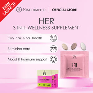 (New Launch) Kinohimitsu 3-in-1 supplement Her 14s - Visuals of a radiant woman capturing the energy of Balance and Confidence