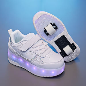 Heelys Girls Two-Wheel Spring and Autumn 2024 New Childrens Luminous Knob Skating Can Shrink Rollerskate Rechargeable Shoes
