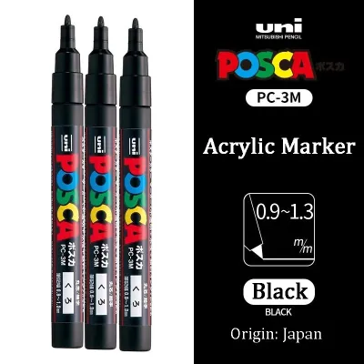 Uni POSCA Markers White Black permanent marker pen posca paints with pigmentation Gold Silver Acrylic Markers Art Supplies