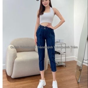 Quần jean nữ lỡ 9 tấc hàng co giãn mạnh lưng thun CÓ SIZE ĐẠI Shop 02