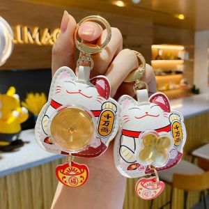 EPNER การ์ตูนลายการ์ตูน พวงกุญแจรถพวงกุญแจ Maneki Neko พียู PU พวงกุญแจกระเป๋าเป้สะพายหลัง นำโชคดี พวงกุญแจของขวัญคู่ ใช้ได้ทุกเพศ