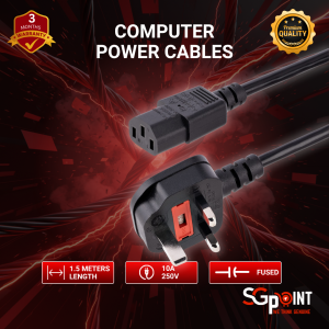 UK Mains Power Cable (Plug to IEC) – PC Monitor Devices