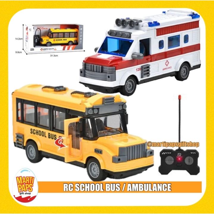 REMOTE CONTROL SCHOOL BUS AMBULANCE TOY WITH LIGHTS KIDS BUS TOY CAR ...