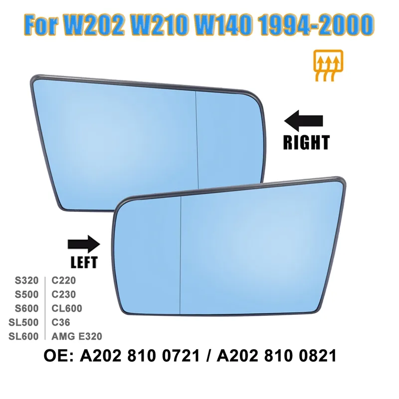 Frankberg Cristal Para Espejo Exterior De Coche Compatible Con Clase C T-Model S202 Clase E W210 Clase C W202 Clase E T-Model S210 Clase S W140 Replace# 2028100721