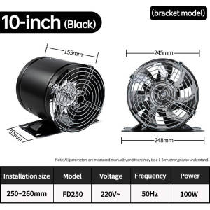 Cylinder Exhaust Fan with bracket 4/6/7/8/10/12 inch Inline Exhaust Fan Air Ventilator Wall Mounted Metal Ventilation Exhaust Fan Mini Extractor Industrial Window Exhaust Fan For Kitchen/Room/Bathroom/Toilet Wall Fan Duct Fan