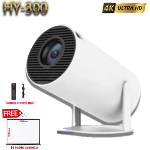 HY300 Pro KTV cinema type stereo K song projector Android ultra HD home theater Smart Mini Projector Android 11 WiFi 6 Supports 4K 1080P BT5.0 Projector 1280 * 720P Home Theater Portable Comes