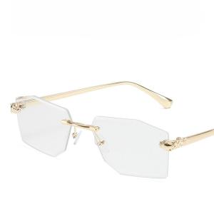 JN IMPRESSION New Sunshade Cut Edge Frameless Sunglasses Trendy Polygon Frame Decorative Street Snap Beach Sunglasses