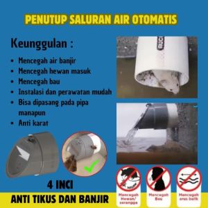 Buka Tutup Otomatis Rucika 4 Inci Penutup Pipa Pralon Pembuangan Air Anti Tikus Dan Banjir