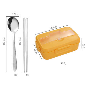 Hộp cơm văn phòng 3 ngăn cao cấp 800-1000ml dùng được trong lò vi sóng--kèm muỗng đũa inox-NIEVE