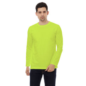 Kaos Polos Pria Oneck Lengan Panjang Bahan Katun Combed 30s Warna Hijau Neon