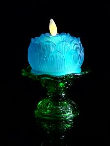 SXH  Glass Lotus Electronic Buddha Worshiping Lamp LED Simulation Candle Home Buddha Worship Guanyin Bodhisattva Long Lamp Small Lotus Lamp