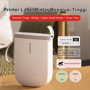 NIIMBOT Printer Label Termal Mini Portabel D11H Bluetooth 300dpi Cetak HD Lebih Jelas Pengisian Ulang Hemat Uang