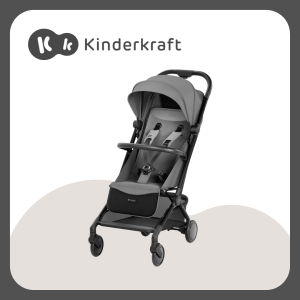 Kinderkraft PILOT 2 Lightweight Stroller Cabin Friendly Compact Folding Adjustable Footrest Lying Position with Accessories from Birth to 3.5 Years-Gray