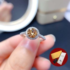 Diamcity (Free Gra Certificate) Diskon Besar Platinum 2 Karat Champagne Moissanite Cincin Terbuka