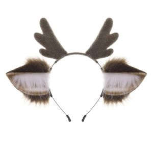 Sacesr Plush Antler Headband Simulation Party Dress Up Deer Ear Hair Band Creative Xmas Elk Reindeer Antler Hair Hoop 9H4B3