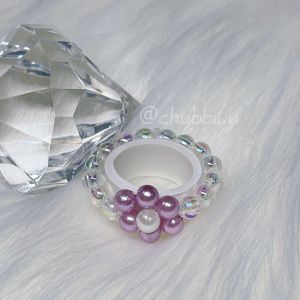 (ขั้นต่ำ 2 ชิ้น คละสีได้)  แหวนลูกปัดดอกไม้ A16 แหวนลูกปัด ให้เป็นของขวัญวันเกิด ของแถมจีบลูกค้า ของแจกวันปัจฉิมให้เพื่อน : flower ring