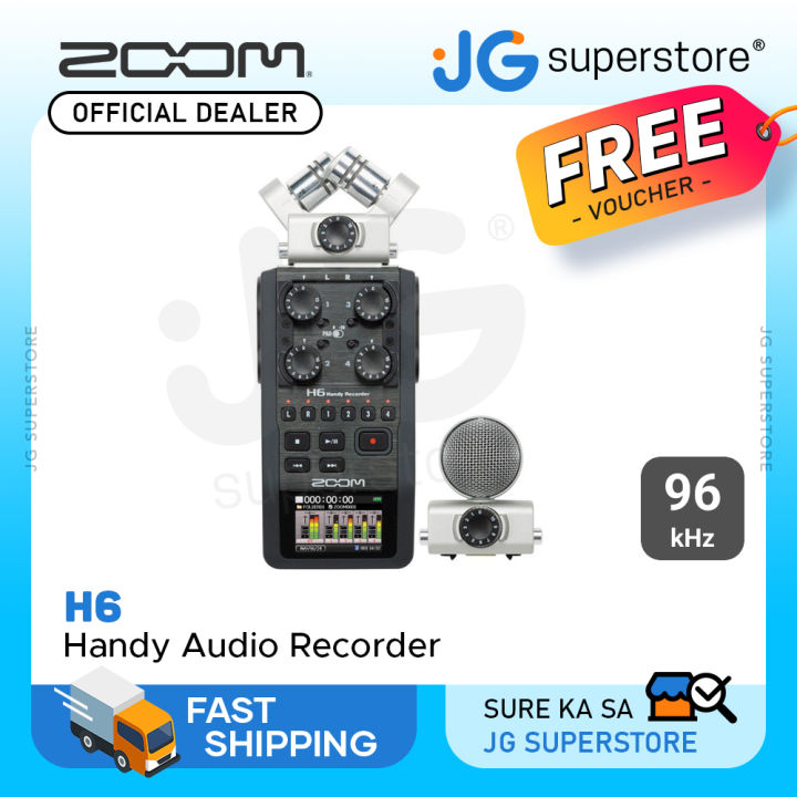 Zoom H6 Handy Recorder with Interchangeable Microphone System for Audio  Studio  Recording ASMR Online Content Videos, JG Superstore