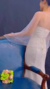 Wedding Bridal Shoulder Stole Sheer Shawl Pearl Beads Design Shoulder Wrap Elegant Simple Formal Banquet Party Shawl