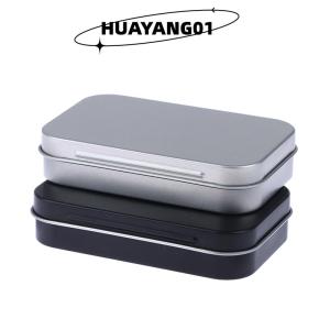 HUAYANG01 [HOT FASHION] ชุดอุปกรณ์เอาตัวรอด1ชิ้นกล่องดีบุกสีเงินสีดำใส่เหรียญขนมกุญแจกล่องบุหรี่กล่องที่ปิดสนิท