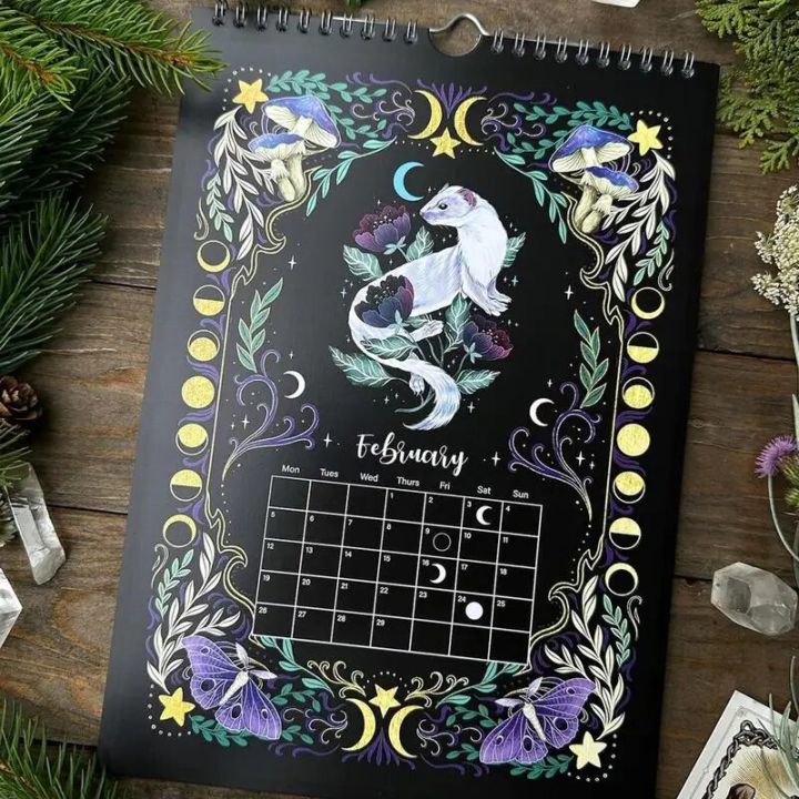 （2024 Calendar)New Moon Calendar 2024 Dark Forest Lunar Calendar with