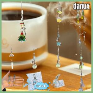 danux ขวดดริฟท์ต้นคริสต์มาสหวานสายคล้องคอแบบใบโคลเวอร์สี่แฉกพวงกุญแจสายคล้องโทรศัพท์กระเป๋าเป้สะพายหลังที่สวยงามอุปกรณ์ตกแต่งของขวัญ