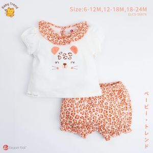 Elegant Kids ชุดเด็กผู้หญิง 6-24เดือน ชุดเสื้อคอปกสั้น+กางเกงขาสั้น ลายSafari Cuties Collection | Babytrend