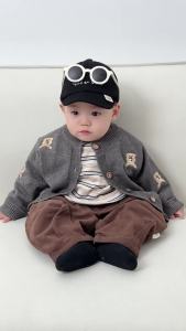 Korean-style childrens clothing boys suit 2026 Fashionable autumn knit cardigan stylish winter baby cute coat