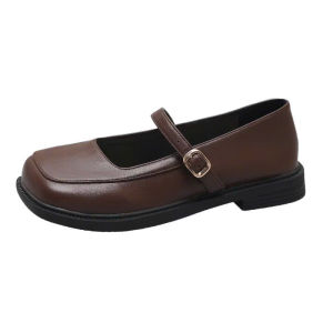 Giày búp beemary jane da mềm mũi vuông gót thấp phối khóa gài không rỉ thời trang pháp cao cấp dành cho nữ.