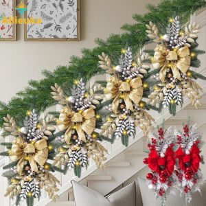 Allieuka Christmas Swag Wreath with Light Stair Garland Christmas Decoration for Outdoor Home Decor