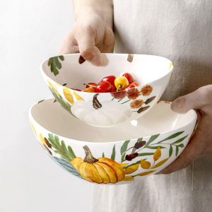 Omk đồng quê Mỹ phong cách gốm bộ Tô trộn Salad thuyền hình bát trái cây