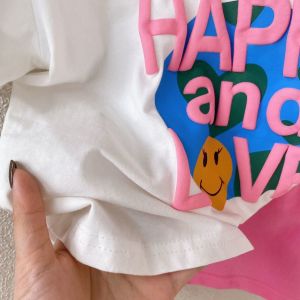 Wander ชุดเชตเด็กหญิง เสื้อยืดเด็กผญ ชุดกีฬาเด็กผญ เสื้อผ้าเด็กผู้หญิง 1-11ปี เสื้อยืดตัวอักษรสีชมพู + กางเกงขาสั้นสีชมพู ชุดแฟชั่นเด็กผู้หญิง23428