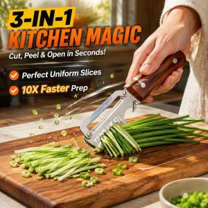 ⚡SULIT SALE  Genuine SL 3-in-1 Stainless Steel Scallion Cutter  Waterproof Long Lasting Time-Saving Kitchen Tool  COD
