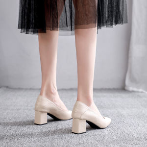 Free Shipping Black Autumn Polka Dot Pointed-Toe WomenS Low-Heeled Walking Shoes Plain Color Everyday Wear Thin Heels Simple And Suitable For Commuting