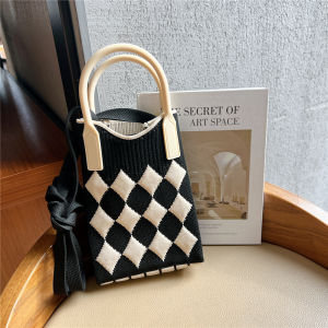 Cherry.Shop กระเป๋าสะพายไหล่ กระเป๋าถือแฮนด์เมด ลายเรขาคณิต สีสันสดใส