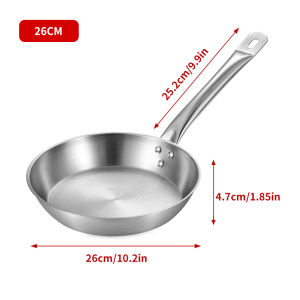 Konco 26cm/28cm/30cm Frying Pan Deep Skillet Pan Stainless Steel flat Pan Saute Pan with Scratch Resistant Frying Pan For Eggs