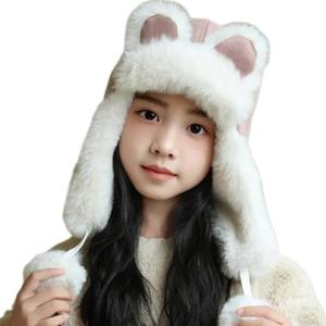 Ấm áp và phong cách trẻ em của nắp ca-pô với Dễ Thương Tai thỏ mềm mại & sang trọng mang lại sự thoải mái hat trẻ em thời trang leifeng hat