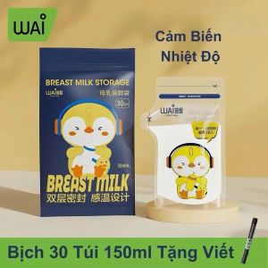 Túi Trữ Sữa Wai cảm biến nhiệt an toàn tiện lợi Hộp 30 túi