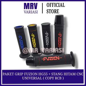 Promo paket Handgrip motor variasi FUZION HG55 copy RCB plus stang Hitam cnc grip motor kualitas terjamin-Hijau-Biru-Orange-Pink-Ungu-Kuniing-Merah-Abuabu