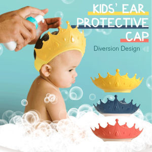 Adjustable Kids Shower Shampoo Cap Crown Shape Wash Hair Shield Hat for Baby Ear Protection Safe Baby Shower Bath Cap