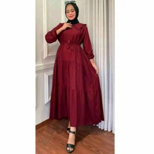Gamis rayon polos / Midi dres rayon susun / Dres rayon susun premium