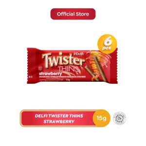 Camilan Makanan Ringan Snack Wafer Roll Delfi Twister Thins Coklat Vanilla Strawberry Cappucino 15 Gram