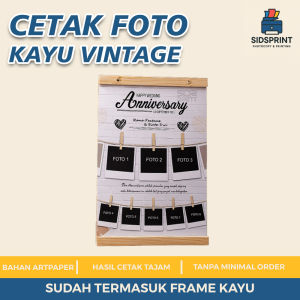 SidsPrint Cetak Foto Kayu Termasuk Pigura Kayu Jati Belanda Bingkai Vintage Tali Rami Gantung Aesthetic Ukuran A4