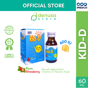 Imedco Kid-D Vitamin D3 400 IU Sirup 60ml | Suplemen Tulang Anak Rasa Stroberi Resmi