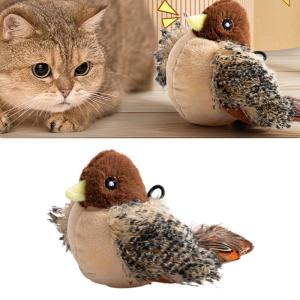 Interactive Sparrow Cats Toy with Life Like Designs And Authentic Bird Calls For Indoor Cats Entertainment And Exercise