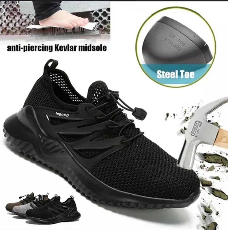 Men's Work Safety Shoes Steel Toe Cap Fashion Breathable Sports