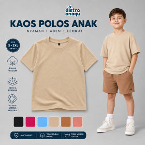 Kaos Polos Anak Unisex Pendek Nyaman Adem Lembut Size S-3XL Premium Keren Baju Anak Laki Laki Perempuan Umur 2 Sampai 13 Tahun