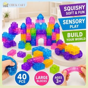 Soft Rubber Building Blocks Set Jelly Squishy Large Blocks Sensory Puzzle Educational Toy Kids